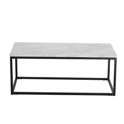 Industrial Style Marble Effect Rectangular Coffee Table - Cosy Abode