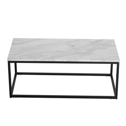 Industrial Style Marble Effect Rectangular Coffee Table - Cosy Abode