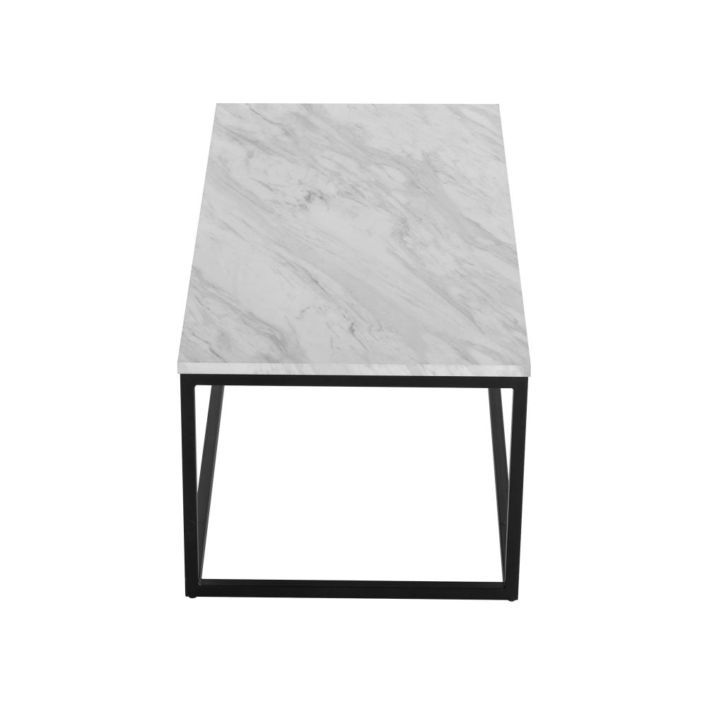 Industrial Style Marble Effect Rectangular Coffee Table - Cosy Abode