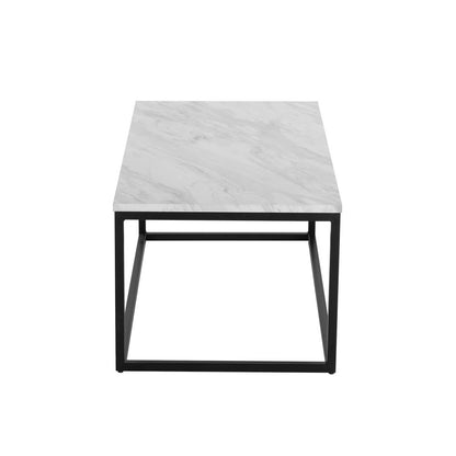 Industrial Style Marble Effect Rectangular Coffee Table - Cosy Abode