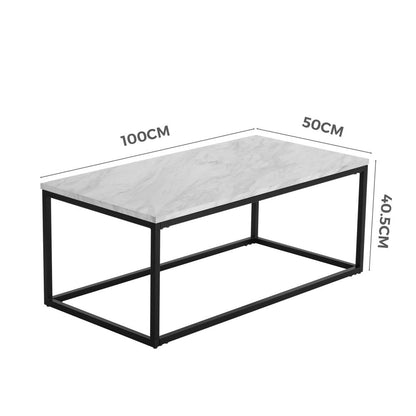 Industrial Style Marble Effect Rectangular Coffee Table - Cosy Abode