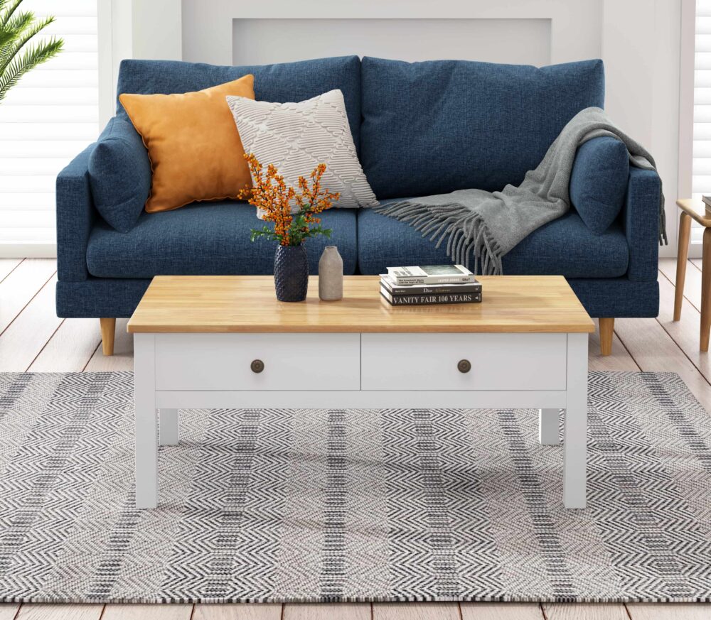Sleek Natural Wood Rectangle Coffee Table - Cosy Abode