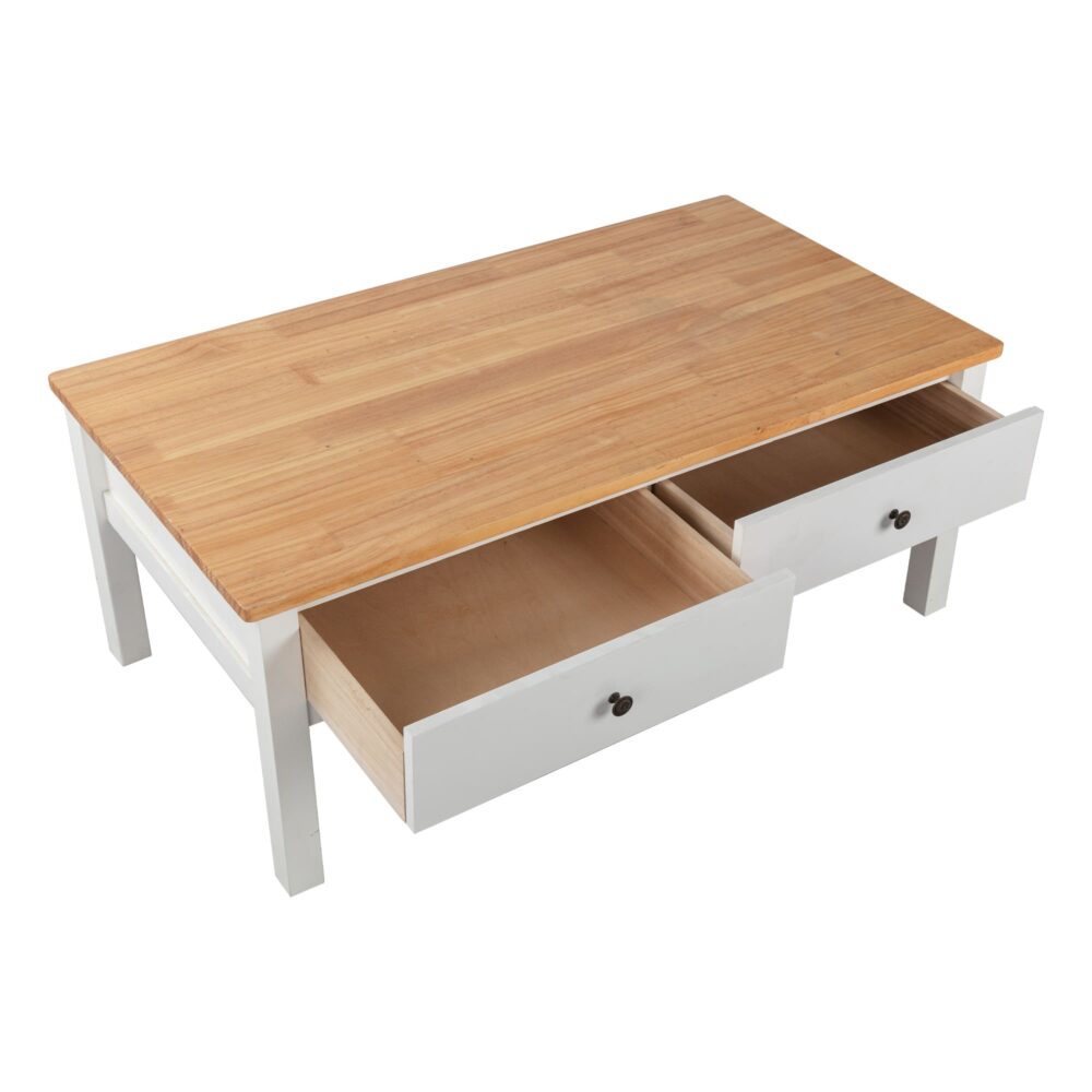 Sleek Natural Wood Rectangle Coffee Table - Cosy Abode