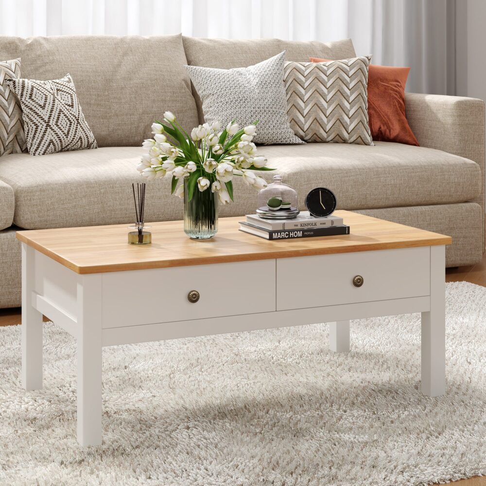 Sleek Natural Wood Rectangle Coffee Table - Cosy Abode