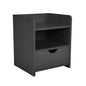 Bedside Table Side Storage Cabinet Nightstand 1 Drawer 2 Shelf LARK BLACK - Cosy Abode