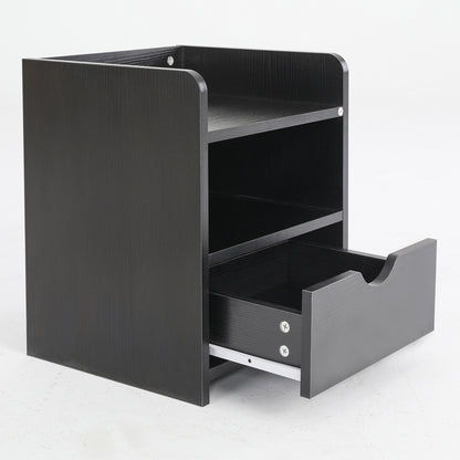 Bedside Table Side Storage Cabinet Nightstand 1 Drawer 2 Shelf LARK BLACK - Cosy Abode