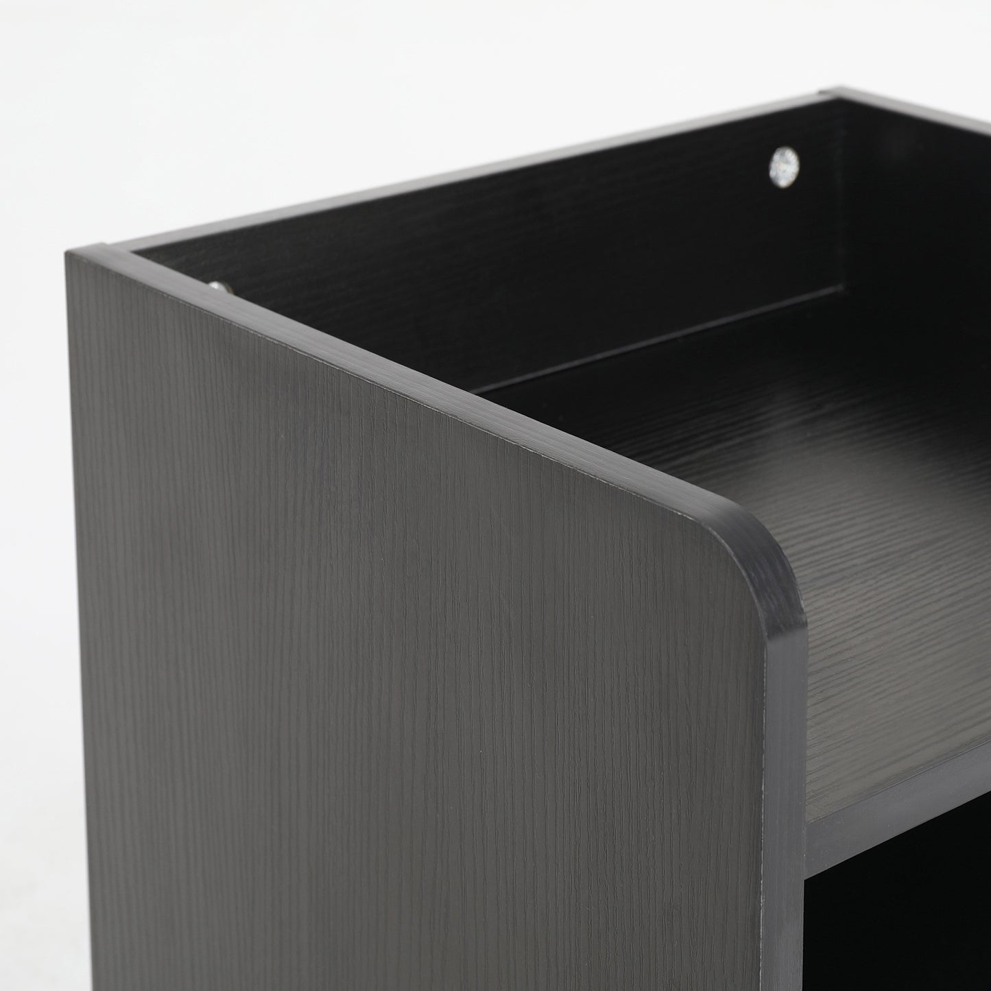 Bedside Table Side Storage Cabinet Nightstand 1 Drawer 2 Shelf LARK BLACK - Cosy Abode