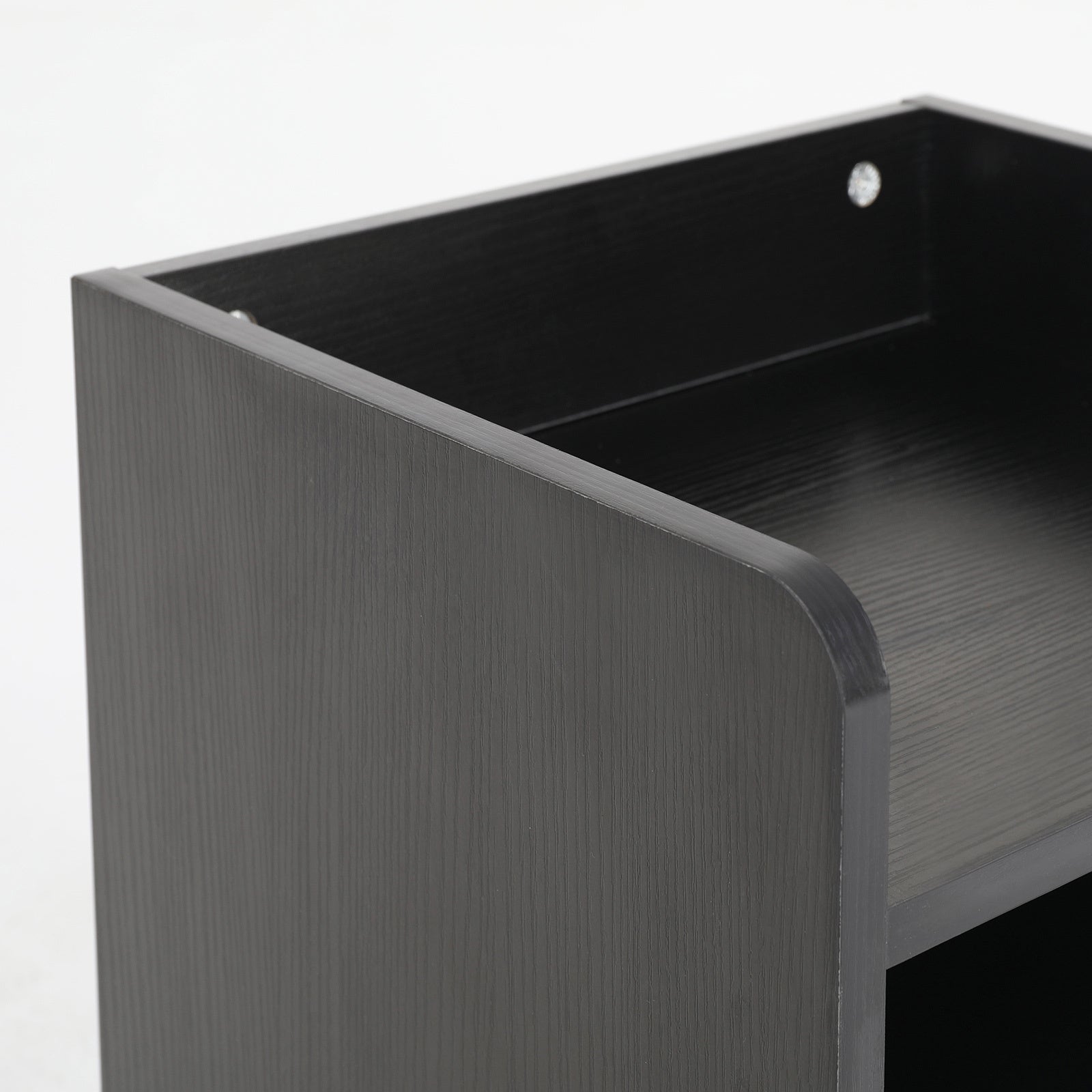 Bedside Table Side Storage Cabinet Nightstand 1 Drawer 2 Shelf LARK BLACK - Cosy Abode