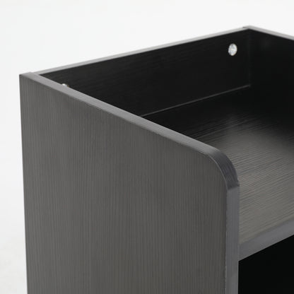 Bedside Table Side Storage Cabinet Nightstand 1 Drawer 2 Shelf LARK BLACK - Cosy Abode