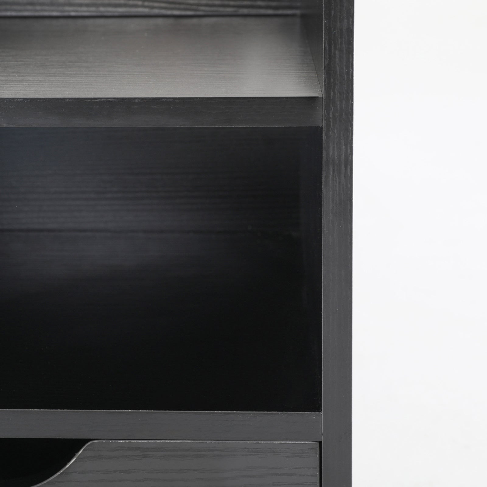 Bedside Table Side Storage Cabinet Nightstand 1 Drawer 2 Shelf LARK BLACK - Cosy Abode