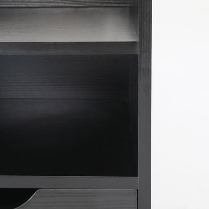 Bedside Table Side Storage Cabinet Nightstand 1 Drawer 2 Shelf LARK BLACK - Cosy Abode