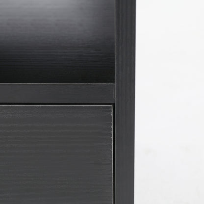 Bedside Table Side Storage Cabinet Nightstand 1 Drawer 2 Shelf LARK BLACK - Cosy Abode