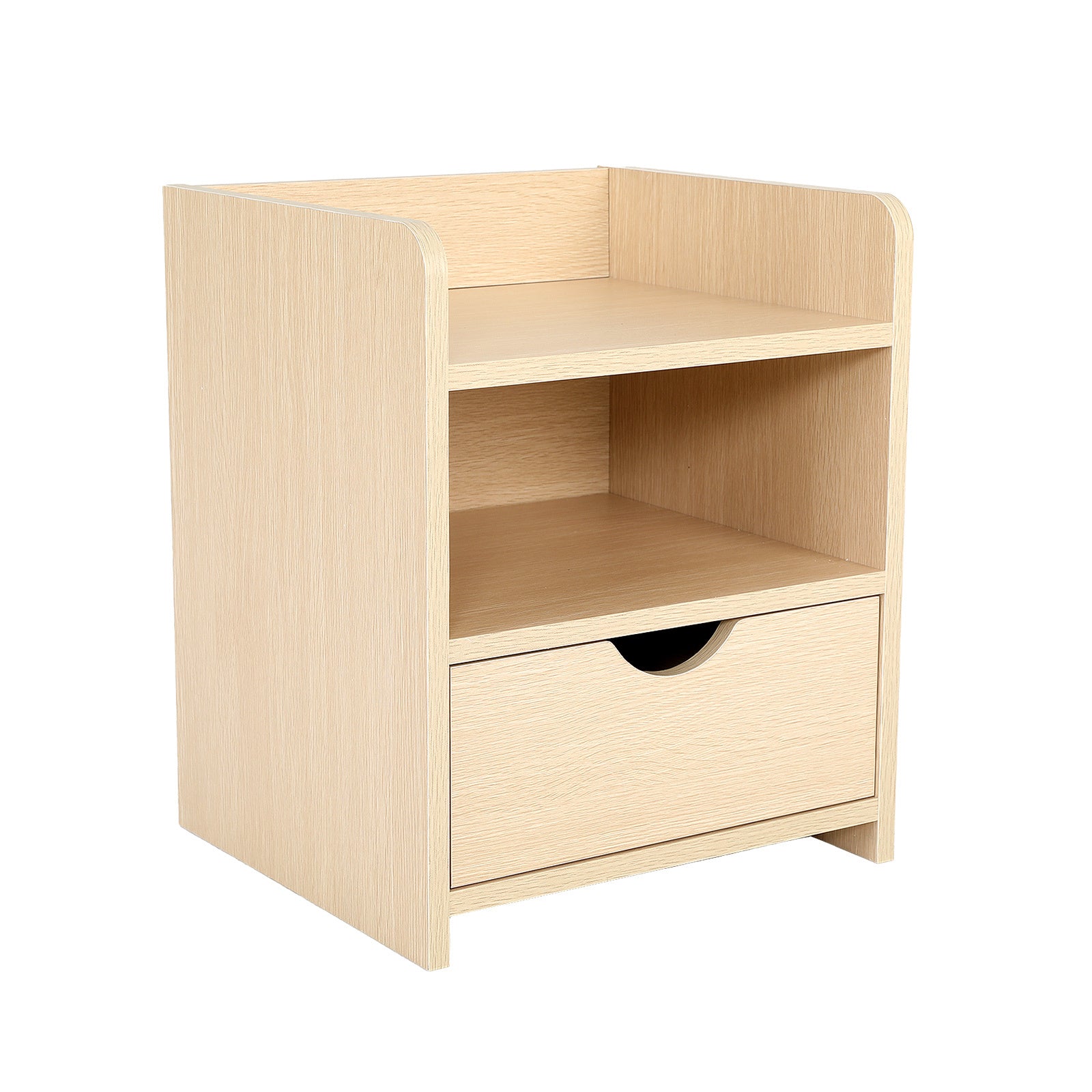 Bedside Table Side Storage Cabinet Nightstand Bedroom 1 Drawer 2 Shelf LARK OAK - Cosy Abode