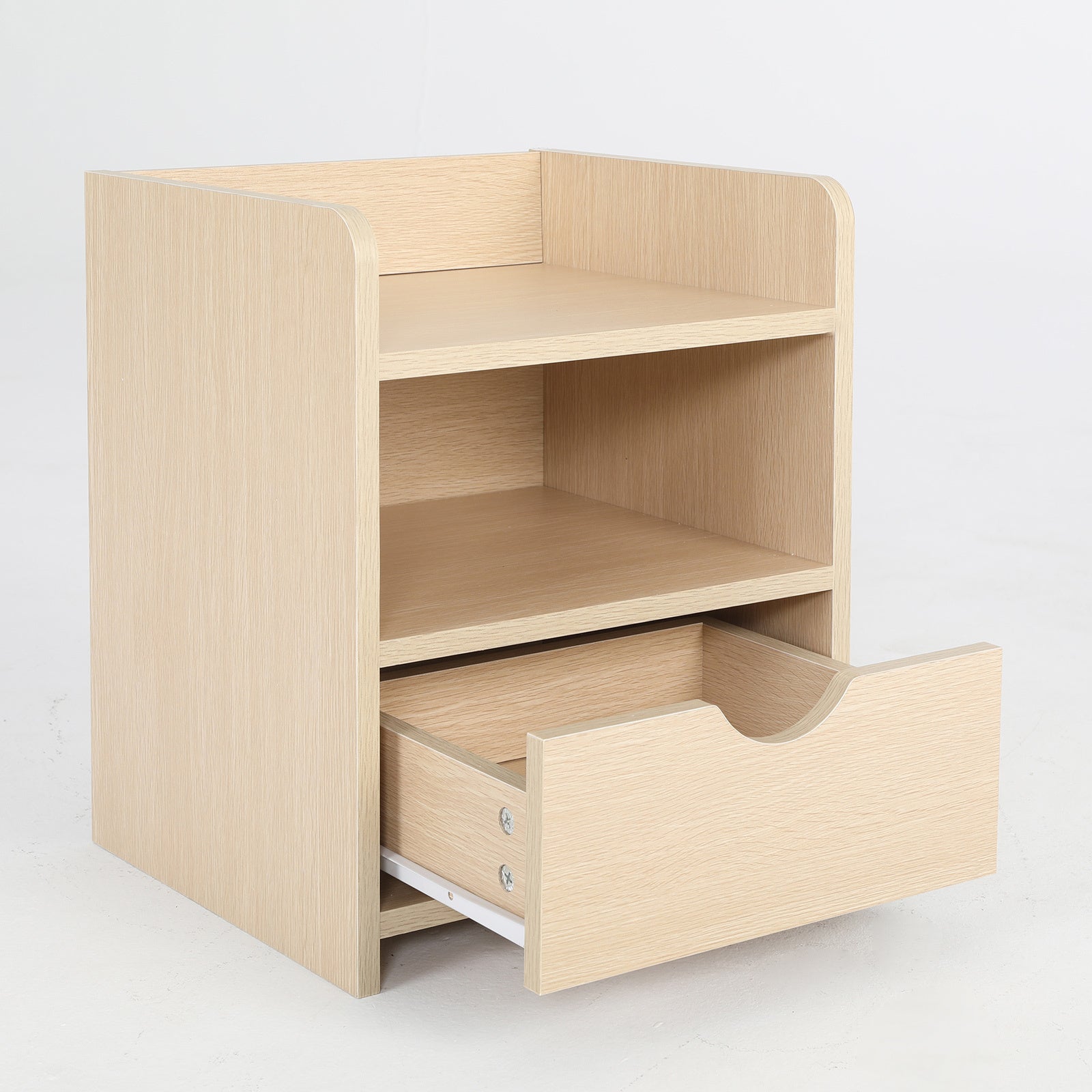 Bedside Table Side Storage Cabinet Nightstand Bedroom 1 Drawer 2 Shelf LARK OAK - Cosy Abode