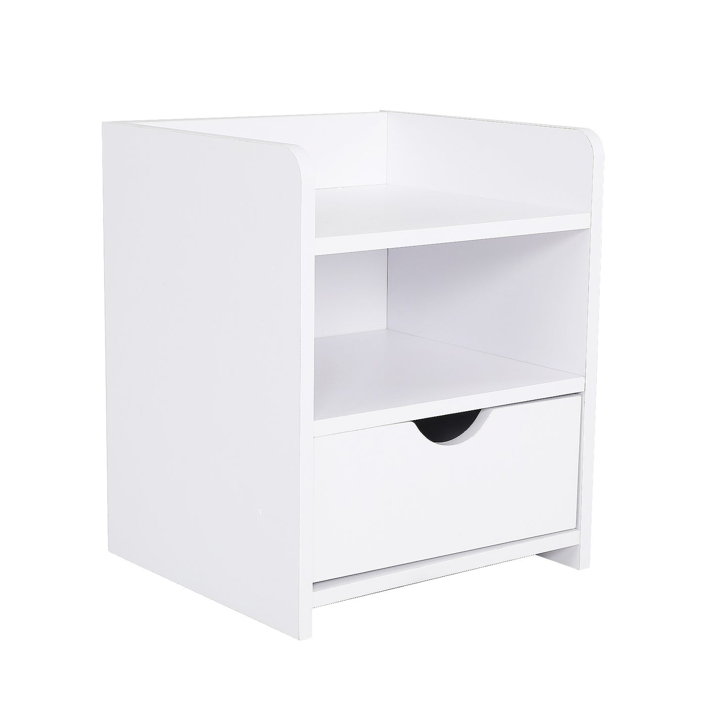 Bedside Table Side Storage Cabinet Nightstand Bedroom 1 Drawer 2 Shelf LARK WHITE - Cosy Abode