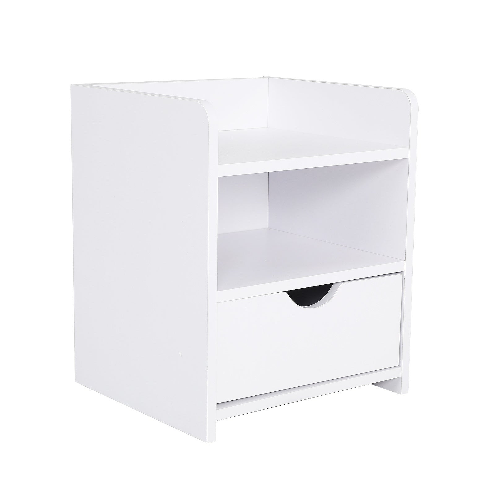 Bedside Table Side Storage Cabinet Nightstand Bedroom 1 Drawer 2 Shelf LARK WHITE - Cosy Abode