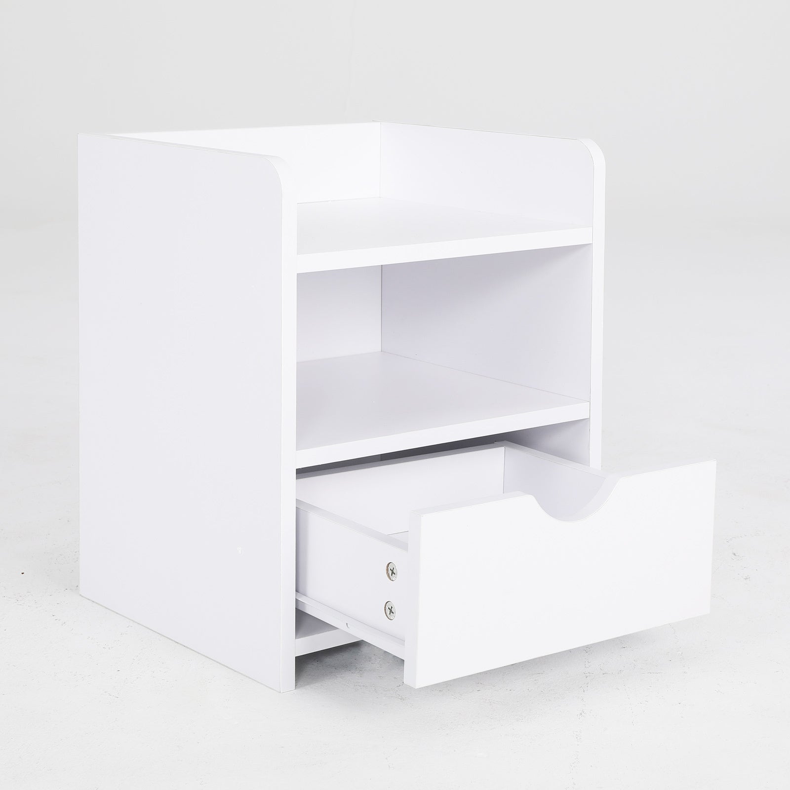 Bedside Table Side Storage Cabinet Nightstand Bedroom 1 Drawer 2 Shelf LARK WHITE - Cosy Abode