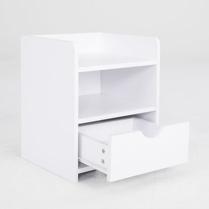 Bedside Table Side Storage Cabinet Nightstand Bedroom 1 Drawer 2 Shelf LARK WHITE - Cosy Abode