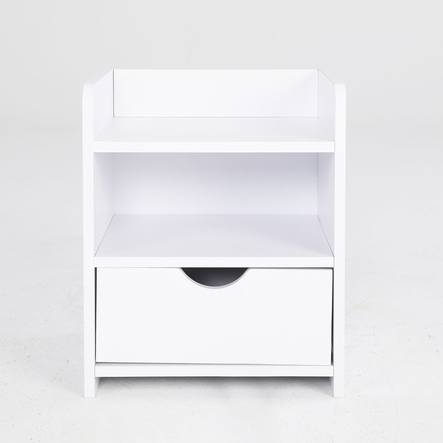 Bedside Table Side Storage Cabinet Nightstand Bedroom 1 Drawer 2 Shelf LARK WHITE - Cosy Abode