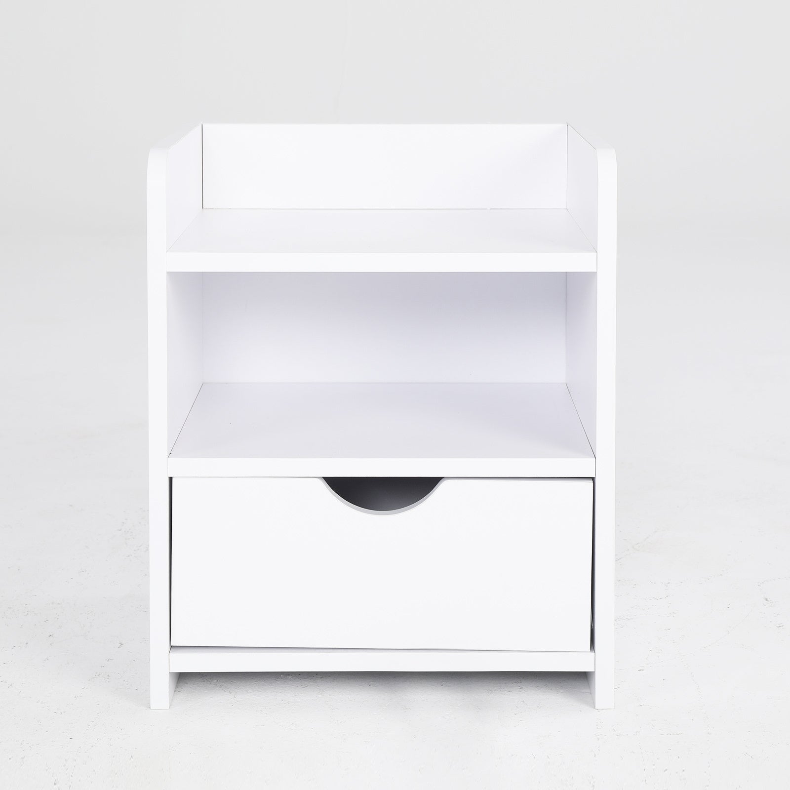 Bedside Table Side Storage Cabinet Nightstand Bedroom 1 Drawer 2 Shelf LARK WHITE - Cosy Abode