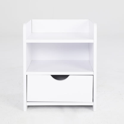 Bedside Table Side Storage Cabinet Nightstand Bedroom 1 Drawer 2 Shelf LARK WHITE - Cosy Abode
