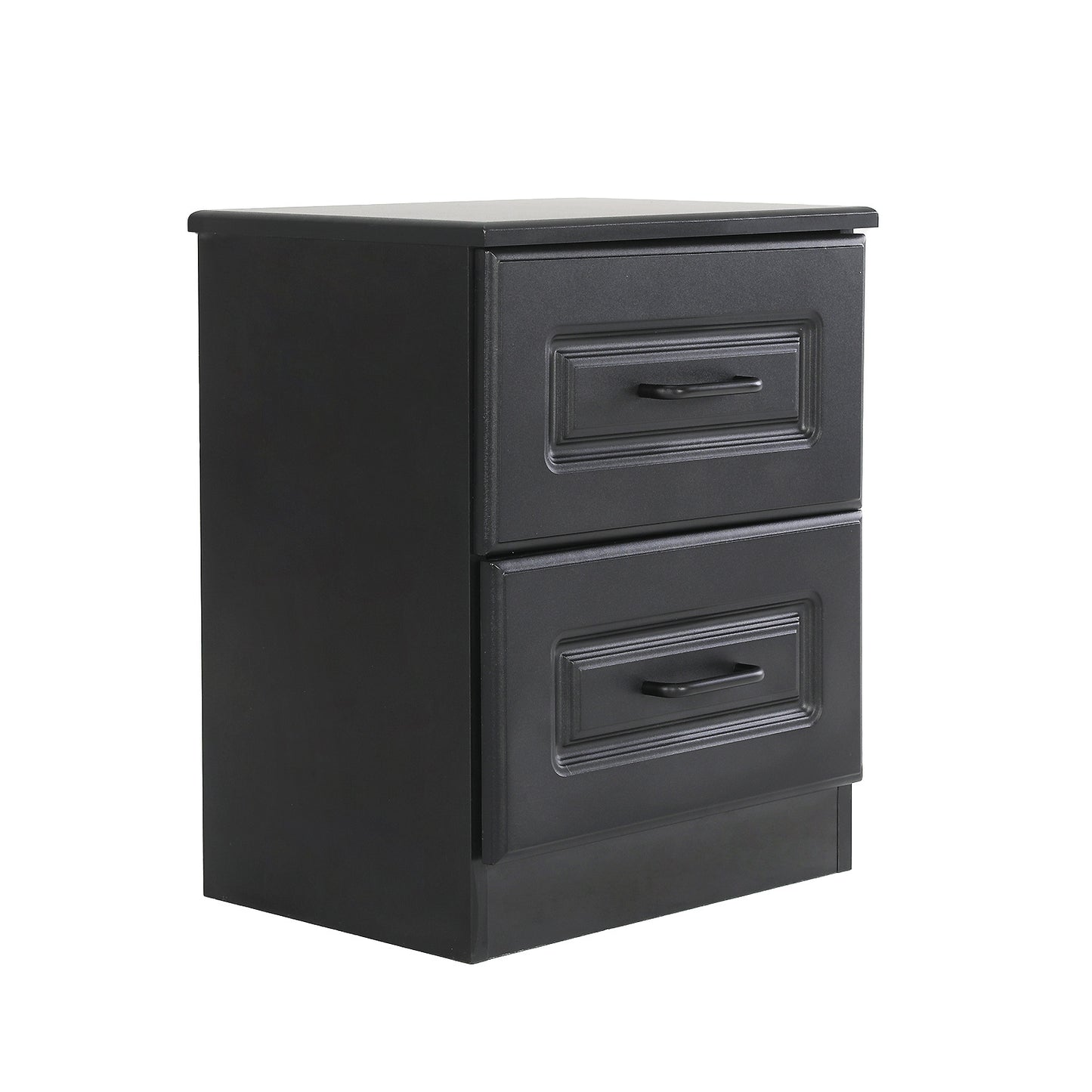 Bedside Table Side Storage Cabinet Nightstand Bedroom 2 Drawer KEVA BLACK - Cosy Abode
