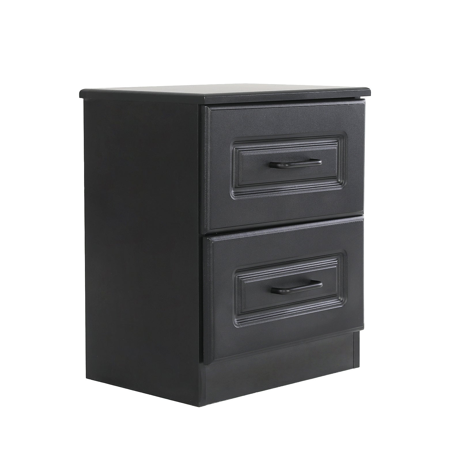 Bedside Table Side Storage Cabinet Nightstand Bedroom 2 Drawer KEVA BLACK - Cosy Abode