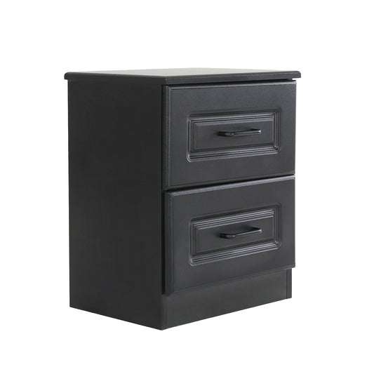 Bedside Table Side Storage Cabinet Nightstand Bedroom 2 Drawer KEVA BLACK - Cosy Abode