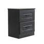 Bedside Table Side Storage Cabinet Nightstand Bedroom 2 Drawer KEVA BLACK - Cosy Abode