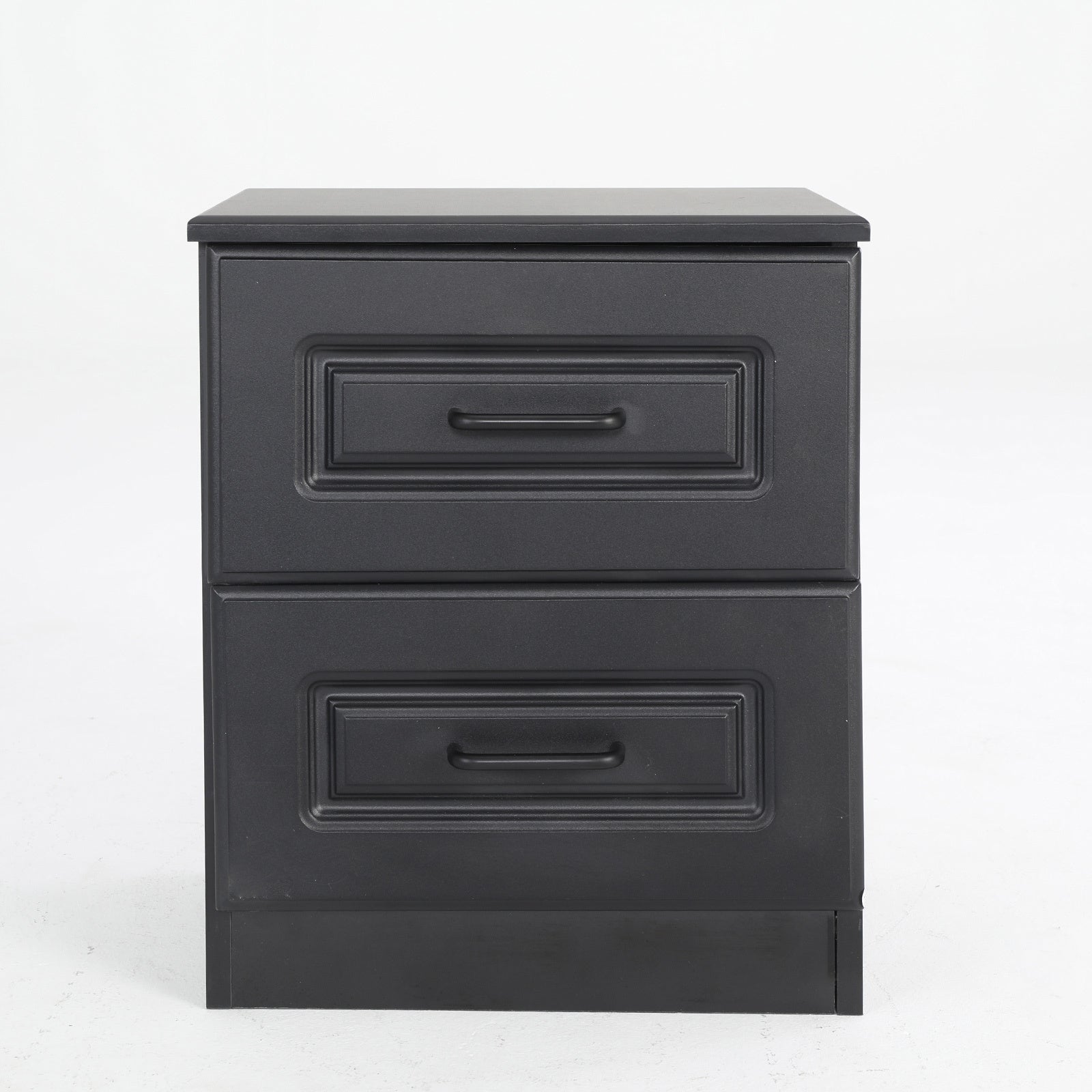 Bedside Table Side Storage Cabinet Nightstand Bedroom 2 Drawer KEVA BLACK - Cosy Abode