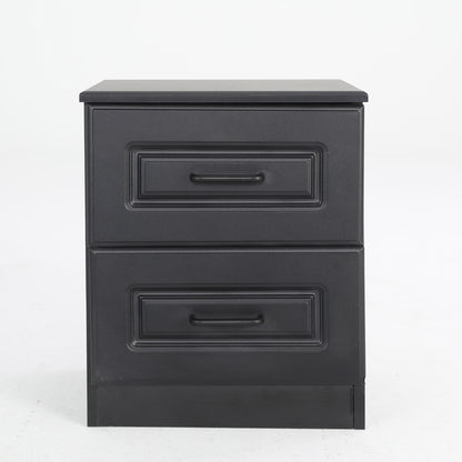 Bedside Table Side Storage Cabinet Nightstand Bedroom 2 Drawer KEVA BLACK - Cosy Abode