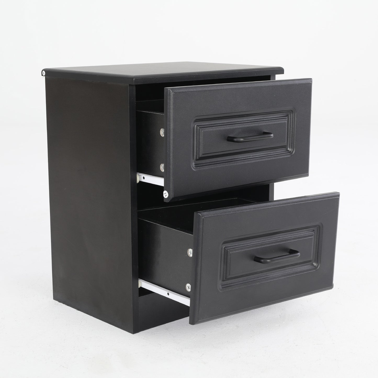 Bedside Table Side Storage Cabinet Nightstand Bedroom 2 Drawer KEVA BLACK - Cosy Abode