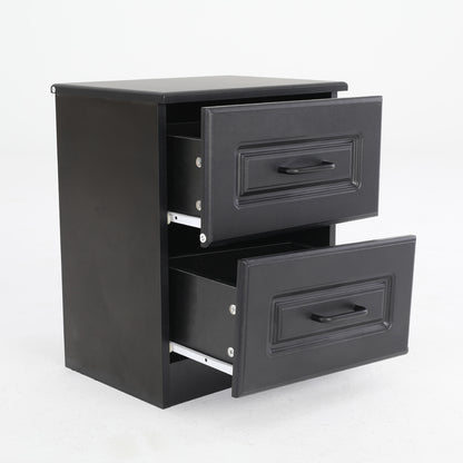Bedside Table Side Storage Cabinet Nightstand Bedroom 2 Drawer KEVA BLACK - Cosy Abode