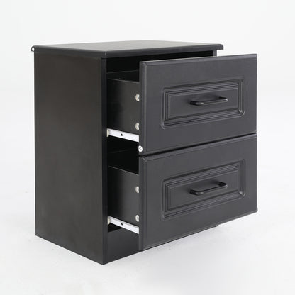 Bedside Table Side Storage Cabinet Nightstand Bedroom 2 Drawer KEVA BLACK - Cosy Abode