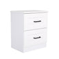 Bedside Table Side Storage Cabinet Nightstand Bedroom 2 Drawer KEVA WHITE - Cosy Abode