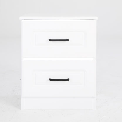Bedside Table Side Storage Cabinet Nightstand Bedroom 2 Drawer KEVA WHITE - Cosy Abode