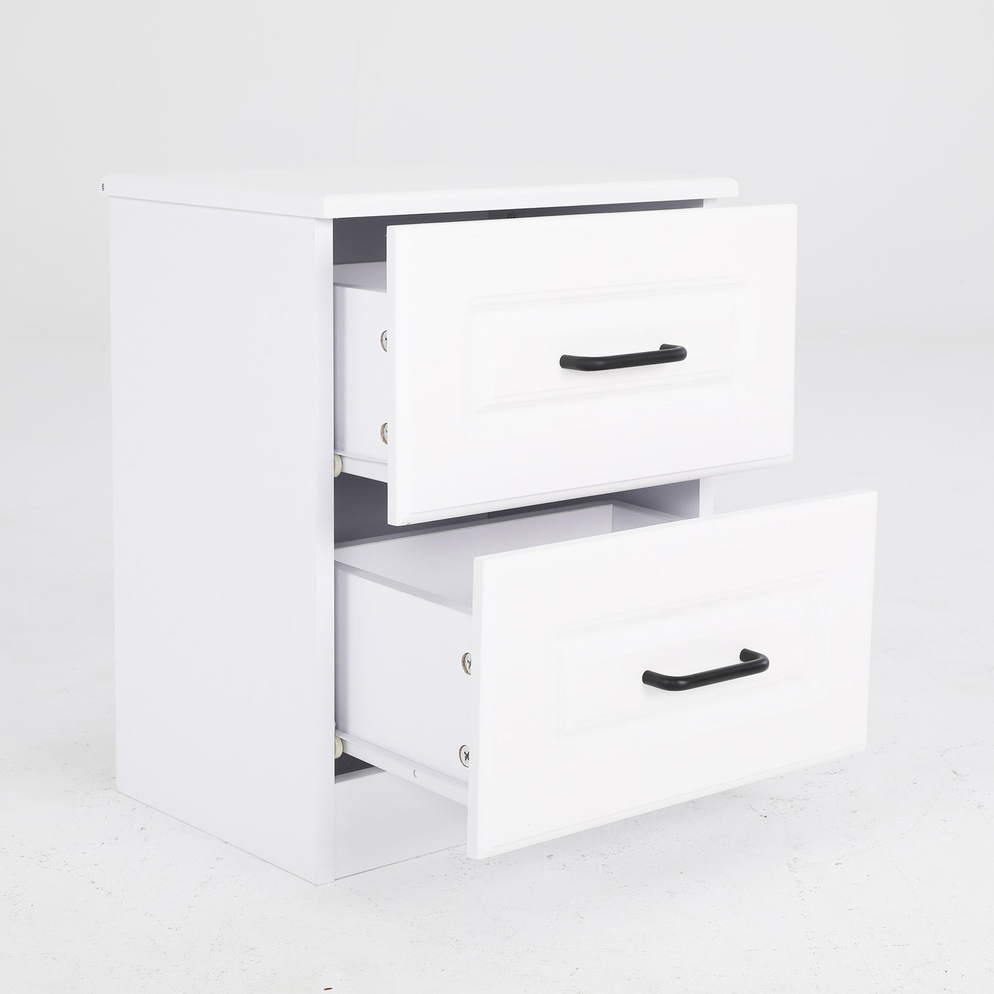 Bedside Table Side Storage Cabinet Nightstand Bedroom 2 Drawer KEVA WHITE - Cosy Abode