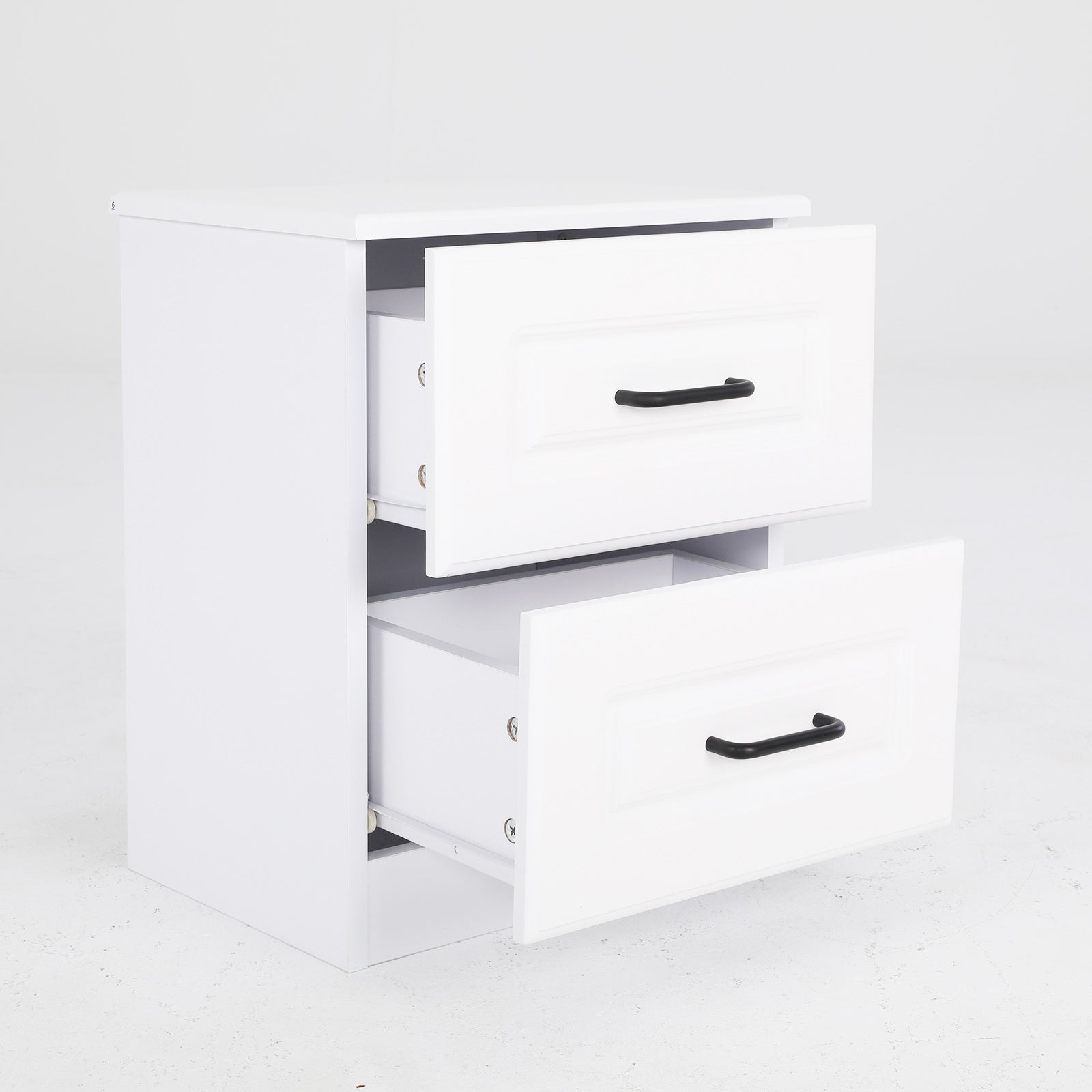 Bedside Table Side Storage Cabinet Nightstand Bedroom 2 Drawer KEVA WHITE - Cosy Abode