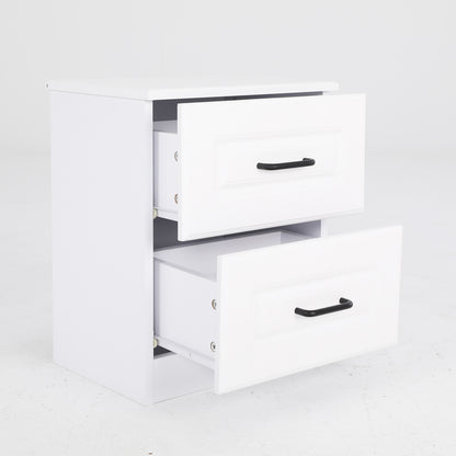 Bedside Table Side Storage Cabinet Nightstand Bedroom 2 Drawer KEVA WHITE - Cosy Abode