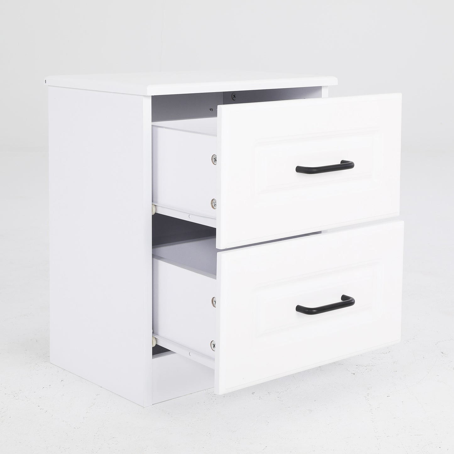 Bedside Table Side Storage Cabinet Nightstand Bedroom 2 Drawer KEVA WHITE - Cosy Abode