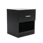 Bedside Table Side Storage Cabinet Nightstand Bedroom 1 Drawer 1 Shelf ELLA - BLACK - Cosy Abode