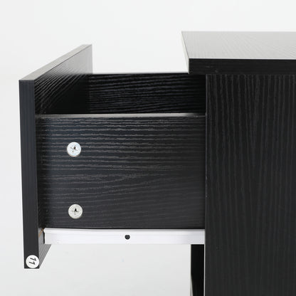 Bedside Table Side Storage Cabinet Nightstand Bedroom 1 Drawer 1 Shelf ELLA - BLACK - Cosy Abode