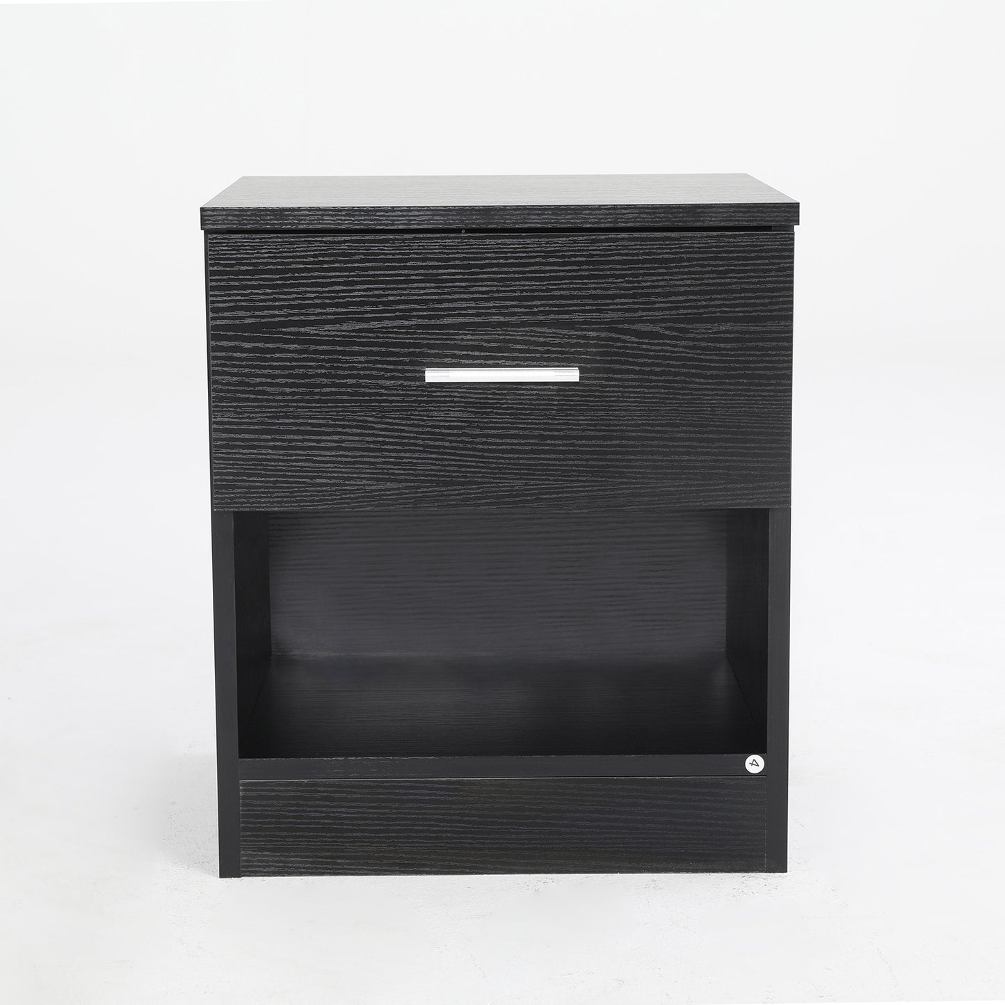 Bedside Table Side Storage Cabinet Nightstand Bedroom 1 Drawer 1 Shelf ELLA - BLACK - Cosy Abode