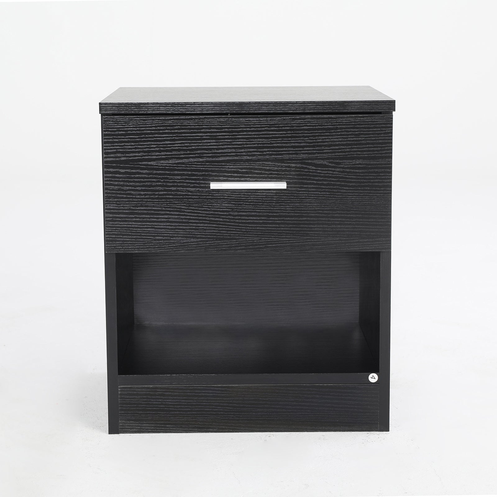 Bedside Table Side Storage Cabinet Nightstand Bedroom 1 Drawer 1 Shelf ELLA - BLACK - Cosy Abode