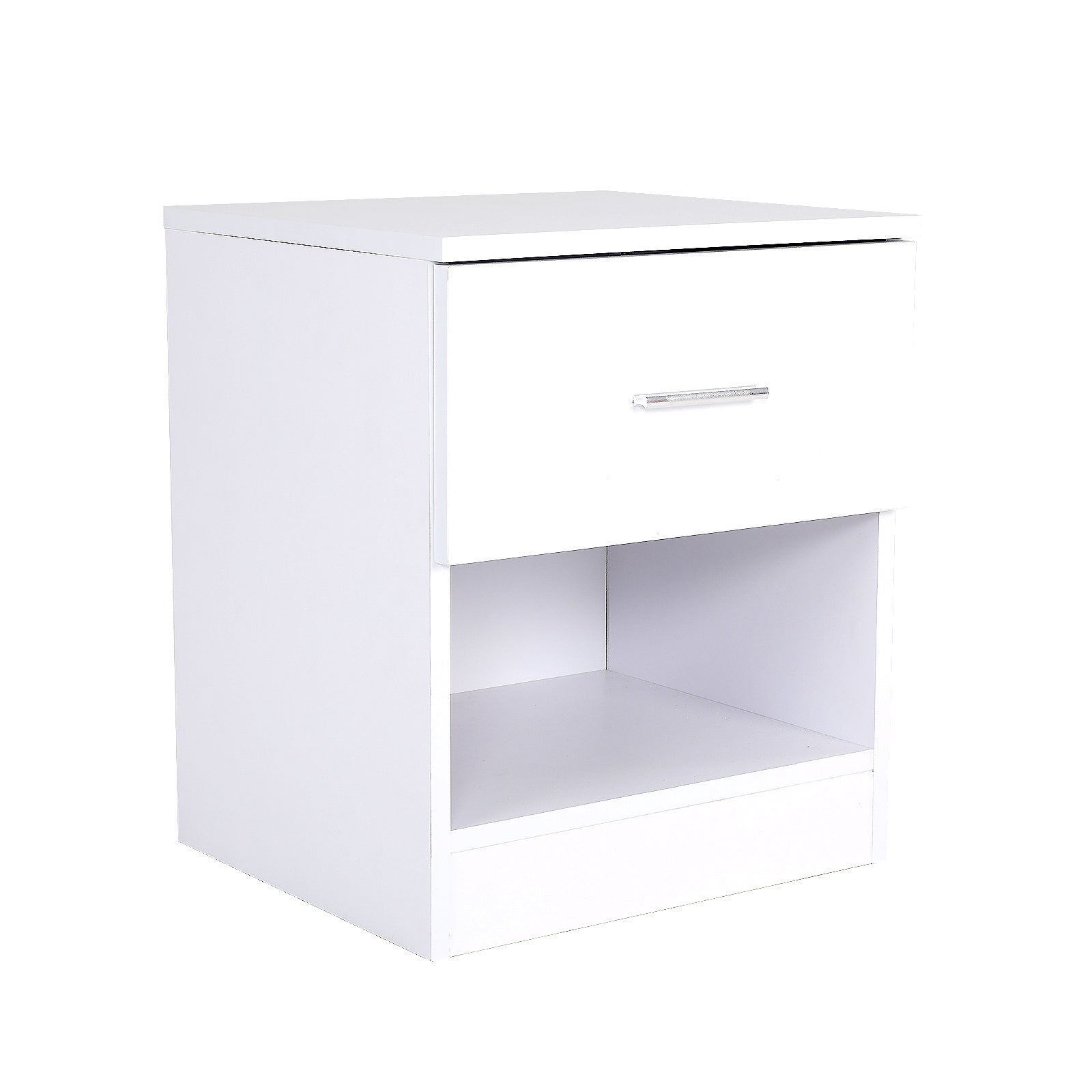 Bedside Table Side Storage Cabinet Nightstand Bedroom 1 Drawer 1 Shelf ELLA - WHITE - Cosy Abode
