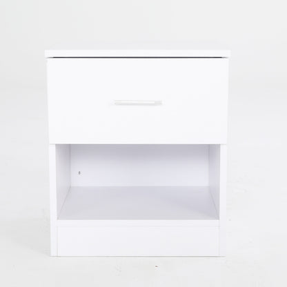 Bedside Table Side Storage Cabinet Nightstand Bedroom 1 Drawer 1 Shelf ELLA - WHITE - Cosy Abode