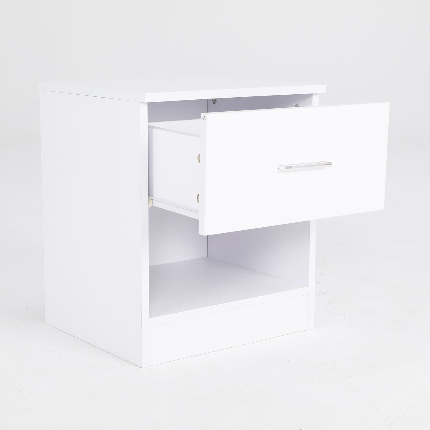 Bedside Table Side Storage Cabinet Nightstand Bedroom 1 Drawer 1 Shelf ELLA - WHITE - Cosy Abode