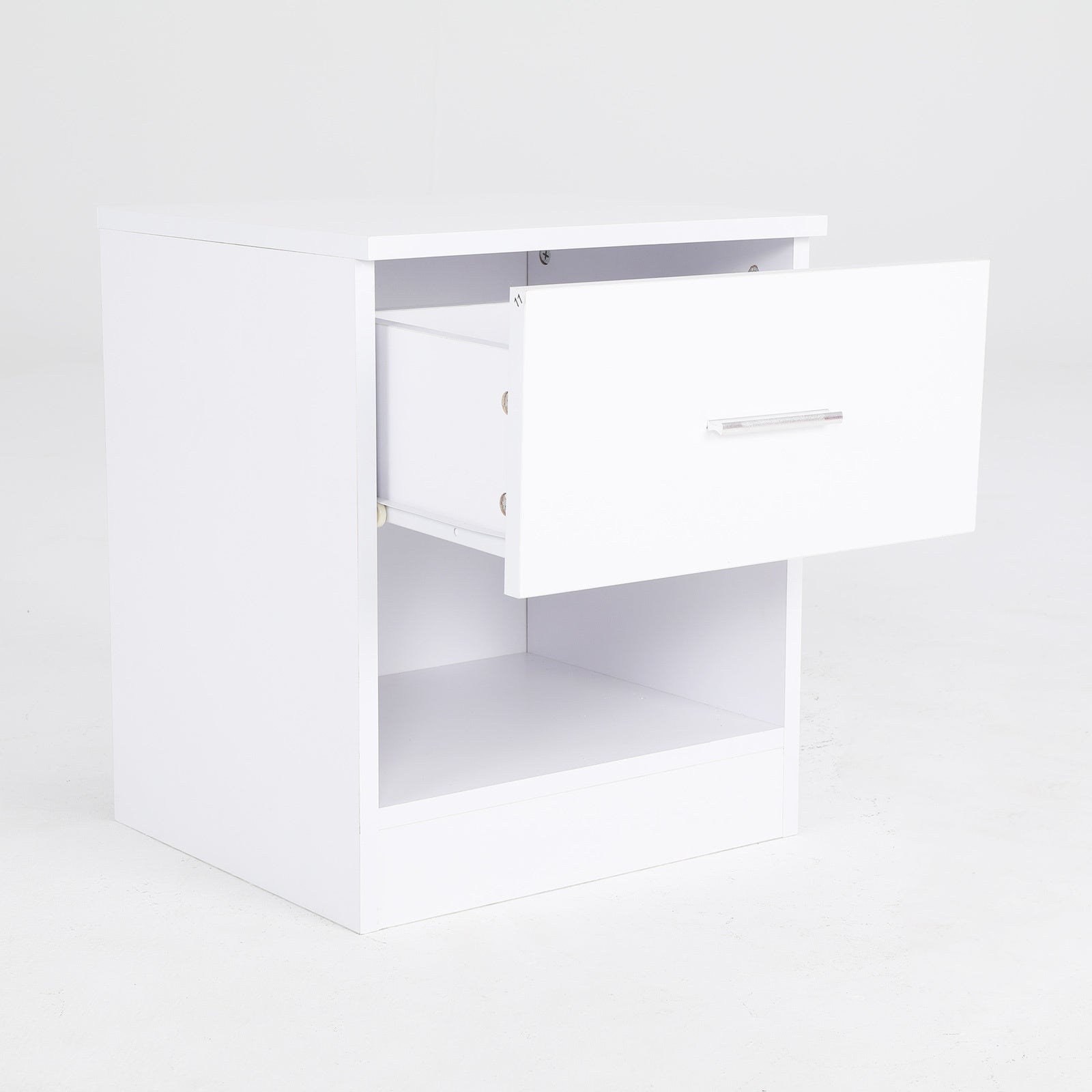 Bedside Table Side Storage Cabinet Nightstand Bedroom 1 Drawer 1 Shelf ELLA - WHITE - Cosy Abode