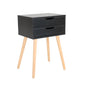 Bedside Table 2 Drawer Wood Leg Storage Cabinet Nightstand SUZY BLACK - Cosy Abode