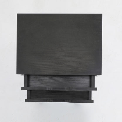 Bedside Table 2 Drawer Wood Leg Storage Cabinet Nightstand SUZY BLACK - Cosy Abode